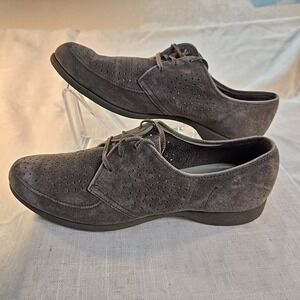 VTG 1960s Hush Puppies Derby Shoes Womens Size 8.5 Pigskin Suede Perforated Grey